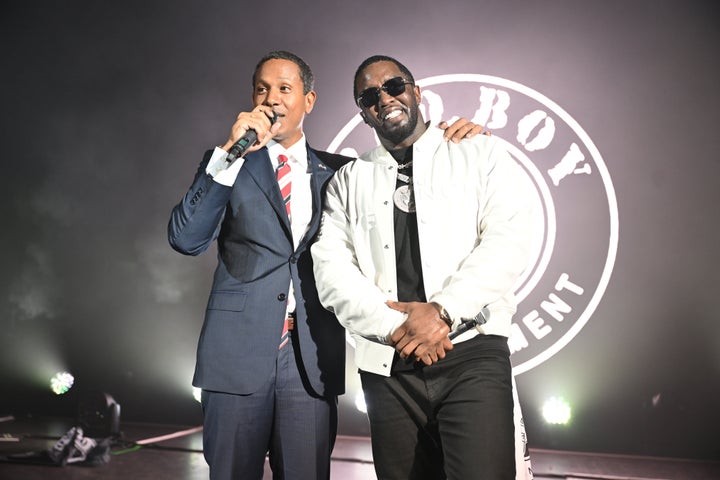 Barrow and Combs on stage at O2 Shepherd's Bush Empire One Night Only event on Nov. 07, 2023, in London, England.