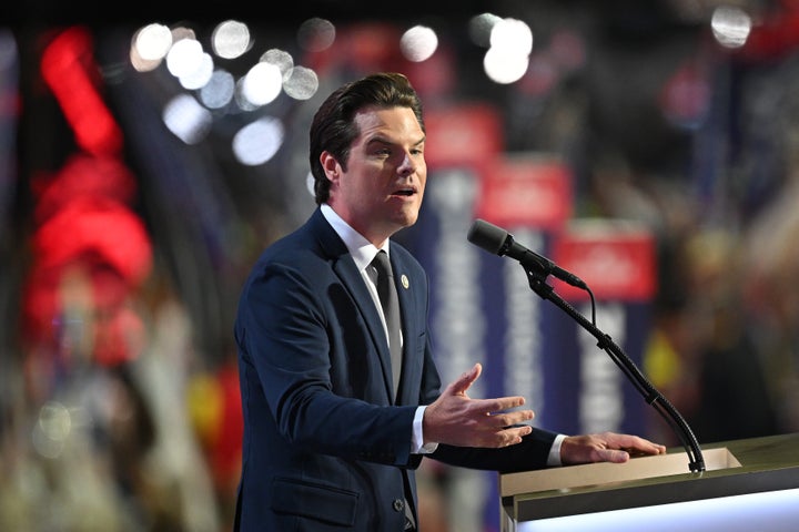 Then-Rep. Matt Gaetz speaks at the Republican National Convention in July.