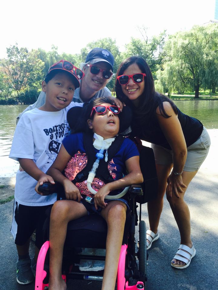 the author with her family, taking a walk