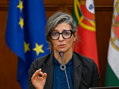 U.N. Special Rapporteur for the occupied Palestinian territories Francesca Albanese delivers opening remarks at a Portuguese Parliament hearing regarding Palestine, on Oct. 3, 2024, in Lisbon, Portugal.