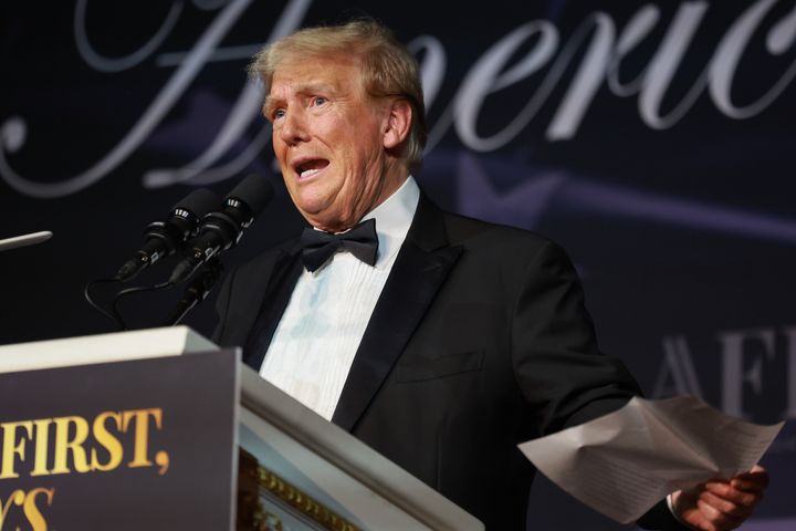 President-elect Donald Trump speaks at the America First Policy Institute gala held at Mar-a-Lago on Thursday.