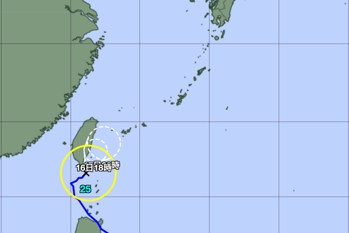 台風25号の予想経路図（2024年11月16日午前6時）