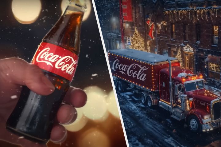 Stills from Coca-Cola's new AI-generated ad campaign