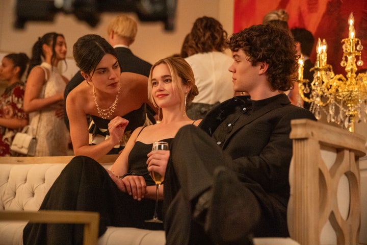 Cece Carroway (Sara Silva), Caroline Merteuil (Sarah Catherine Hook) and Lucien Belmont (Zac Burgess) in Prime Video's "Cruel Intentions" TV series.