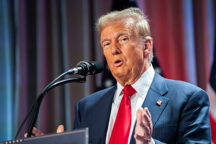 US President-elect Donald Trump speaks at the House Republican conference meeting in Washington, DC, US, on Wednesday, Nov. 13, 2024.