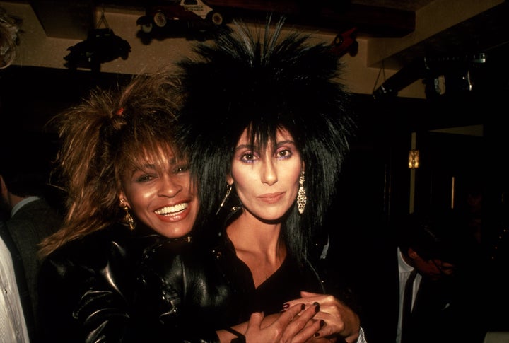 Tina Turner with Cher, circa 1985, in New York City.