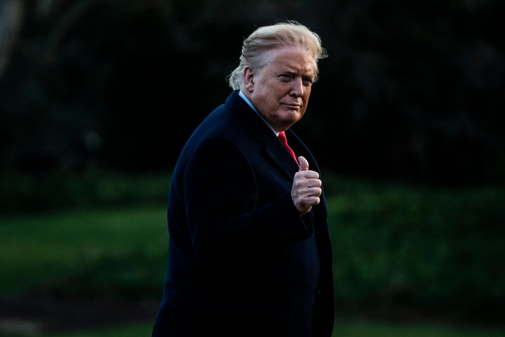 A cold wind blew across the White House South Lawn in February 2020, exposing President Trump's tan lines.