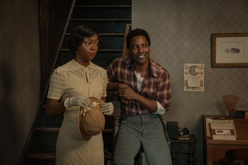 Danielle Deadwyler as Berniece and John David Washington as Boy Willie in "The Piano Lesson."