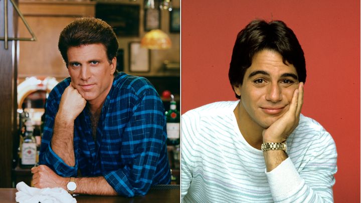 Ted Danson (left) and Tony Danza (right) pose for promotional photos for their hit series "Cheers," and "Who's The Boss"