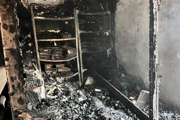 Burnt medical supplies are scattered in a storage room hit by an Israeli strike on Kamal Adwan Hospital in Beit Lahiya, Gaza, on Oct. 31, 2024. Since Oct. 6, the Israeli military has conducted a sweeping air and ground assault in northern Gaza.