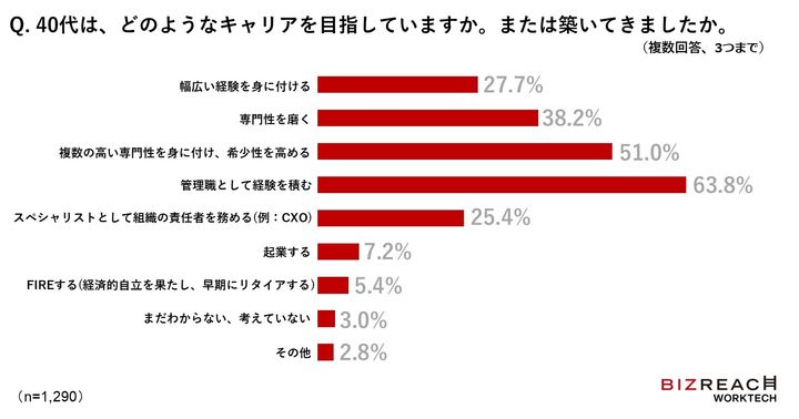 どのようなキャリアを目指していますか。または築いてきましたか（40代）