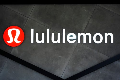 This is the Lululemon logo on a Lululemon store in Pittsburgh, on June 3, 2024.