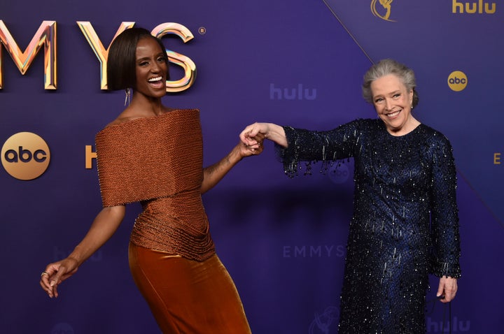 Skye P. Marshall and Kathy Bates at the Emmys in September