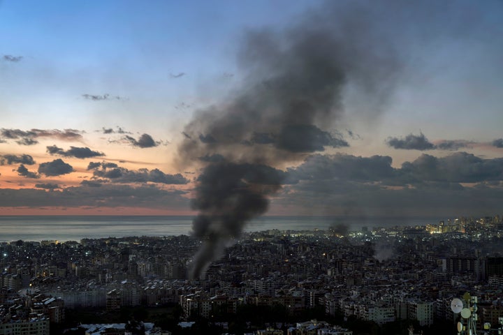 Smoke rises following an Israeli airstrike on the Dahiyeh district in Beirut, Lebanon, on Tuesday, Nov. 26, 2024.