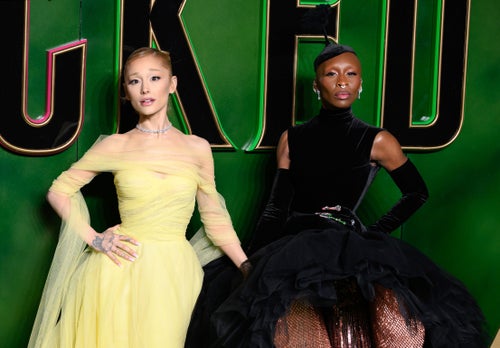 Ariana Grande and Cynthia Erivo attend the "Wicked: Part One" European premiere at the Royal Festival Hall on Nov. 18 in London.