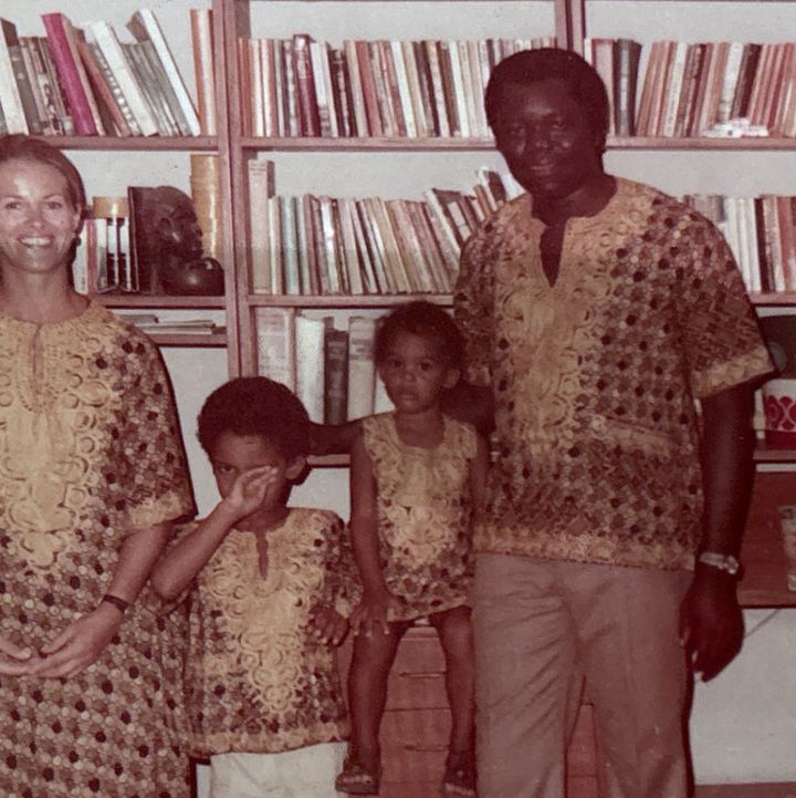 The author's family in Lagos, Nigeria, when the author was a child. From left: Anne, the author's mother (age 33); Femi, the author's brother (7); the author (4); and Joshua Kayode Adepitan, the author's father (43).