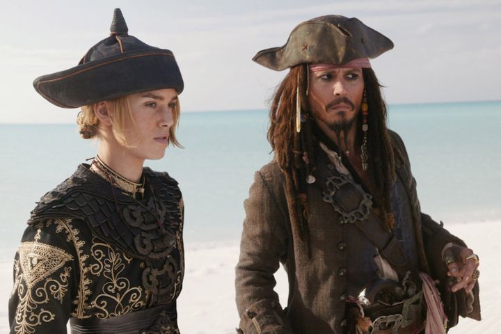 Keira Knightley and Johnny Depp in Pirates Of The Caribbean: At World's End