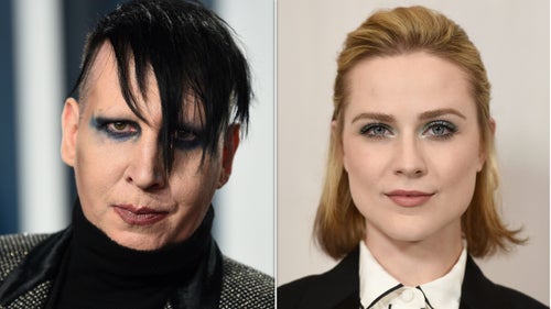 Marilyn Manson, left, and Evan Rachel Wood, right.