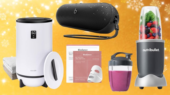 A towel warmer, Beats portable speaker, Biodance face masks and Nutribullet blender.