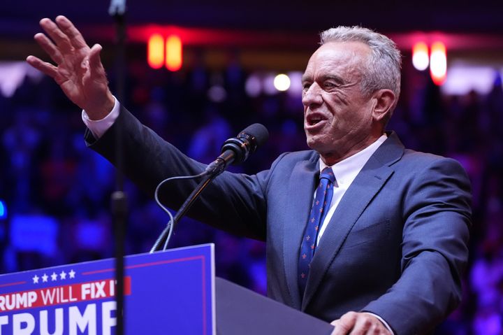 Robert F. Kennedy Jr. appears on the stage before Republican Donald Trump speaks at a rally at Madison Square Garden in New York on Oct. 27.