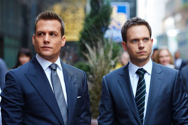 Gabriel Macht (left) as Harvey Specter and Patrick J. Adams as Michael Ross in Suits.