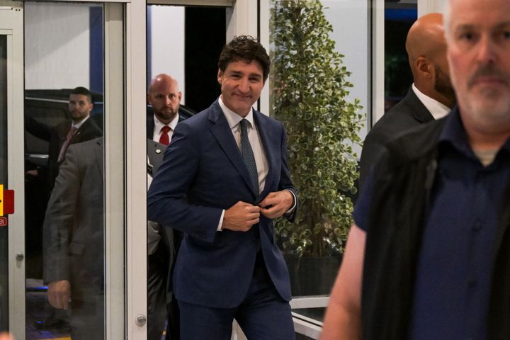 Canadian Prime Minister Justin Trudeau arrives back to his hotel after meeting US President-elect Donald Trump, in West Palm Beach, Florida, on November 29, 2024. Canadian Prime Minister Justin Trudeau arrived in Florida on November 29 for a dinner with Donald Trump at the president-elect's Mar-a-Lago estate, as the incoming US leader promised tariffs on Canadian imports.The unannounced meeting comes at the end of a week that has seen Canada as well as Mexico scramble to blunt the impact of Trump's trade threats, which experts have warned could also hit US consumers hard. (Photo by CHANDAN KHANNA / AFP) (Photo by CHANDAN KHANNA/AFP via Getty Images)