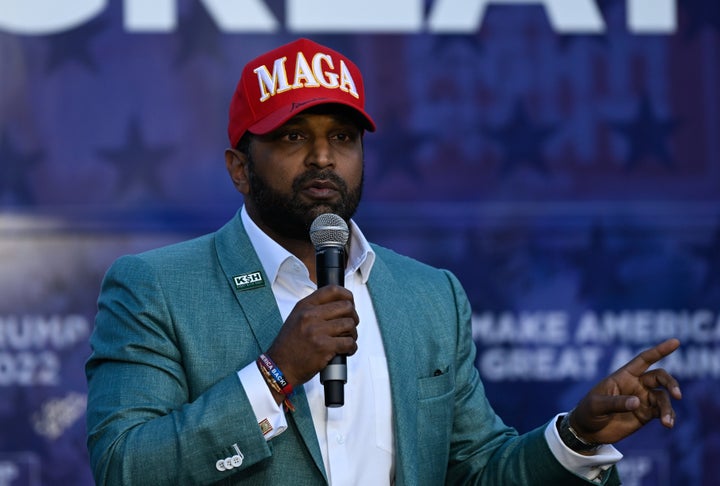 CHARLOTTE, USA - OCTOBER 10: A view of the Trump team bus tour attended by Elise Stefanik, Hogan Gidley, Kash Patel, Chad Wolf, Abel Maldonado and House Republican Speaker Brooke Rollins in Charlotte, USA on October 10, 2024. (Photo courtesy of: Peter Zay/Anadolu via Getty Images)