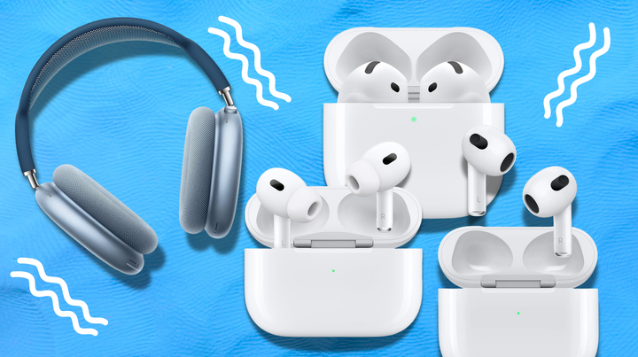 Four different versions of AirPods.