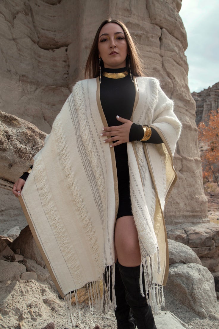 A model wearing another one of Griego's designs.