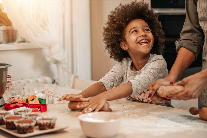 Baking holiday goodies together is festive and can create special family memories. 