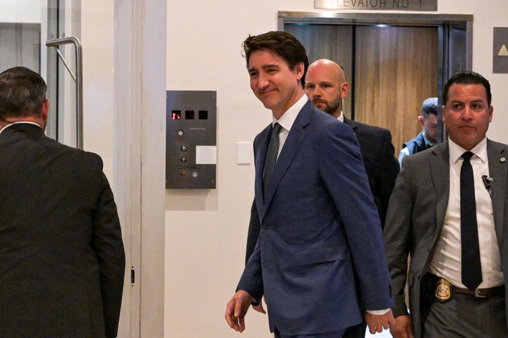 Canadian Prime Minister Justin Trudeau photographed leaving his hotel to meet former President Donald Trump for dinner in West Palm Beach, Florida, on November 29, 2024.