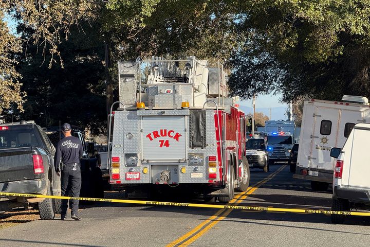 Emergency personnel state outside the Feather River Adventist School after a shooting Wednesday, Dec. 4, 2024, in Oroville, California.