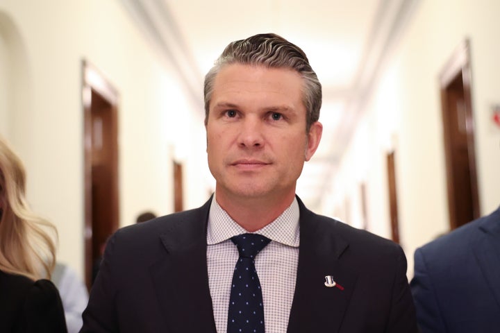 Pete Hegseth arrives for a meeting at the U.S. Capitol on Wednesday.