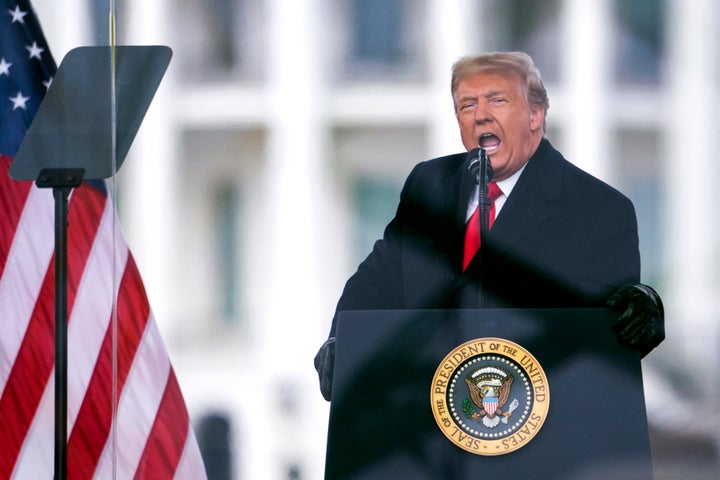 Former President Donald Trump speaks during a rally in Washington on Jan. 6, 2021. 