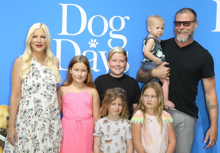 Tori Spelling with now ex-husband Dean McDermott and their children.