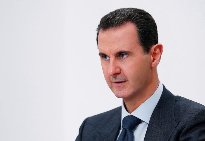 FILE - In this photo provided Nov. 9, 2019, by the Syrian official news agency SANA, Syrian President Bashar Assad speaks in Damascus, Syria. (SANA via AP, File)