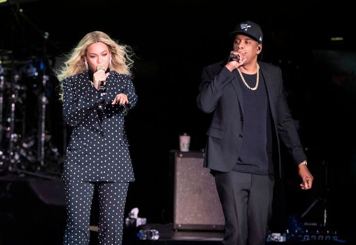 Beyoncé and Jay-Z performing together in 2016