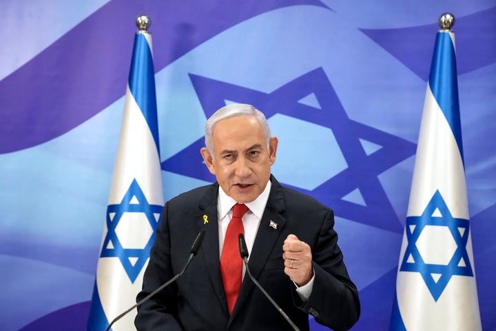 Israeli Prime Minister Benjamin Netanyahu speaks during a press conference in Jerusalem on Dec. 9, 2024. Netanyahu said that the occupied Golan Heights would remain Israeli 