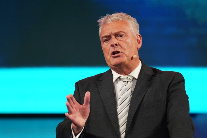 BIRMINGHAM, ENGLAND - SEPTEMBER 20: Lee Anderson, MP for Ashfield, gives a speech at the Reform Party 2024 Conference at National Exhibition Centre on September 20, 2024 in Birmingham, England. Reform Party Uk are holding their first annual conference since winning five parliamentary seats in the 2024 general election. (Photo by Christopher Furlong/Getty Images)