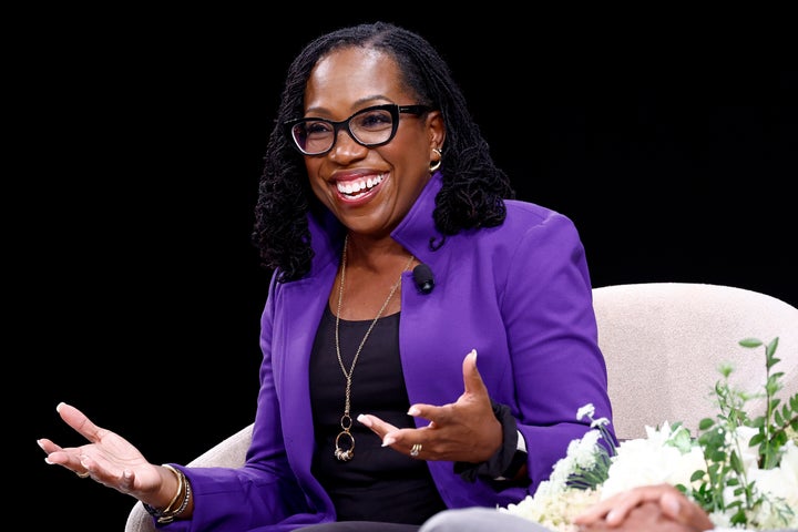 Justice Ketanji Brown Jackson is seen during a panel discussion of her new memoir, "Lovely One."