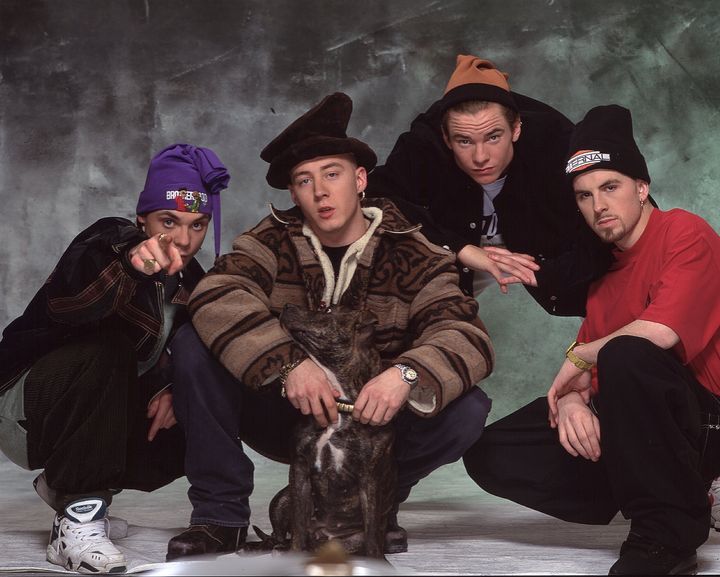 East 17 stars Brian Harvey, John Hendy, Tony Mortimer and Terry Coldwell in 1994