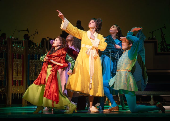 Sutton Foster (center), Michael Urie and the company of "Once Upon a Mattress."