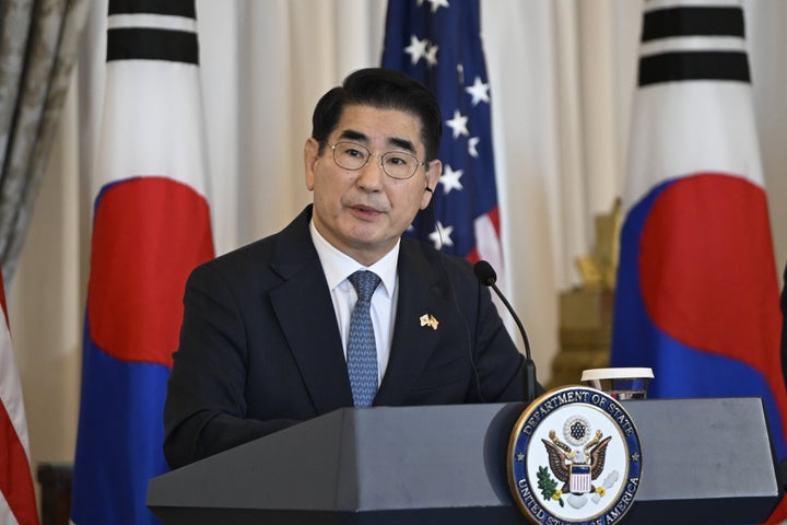 WASHINGTON D.C., UNITED STATES - OCTOBER 31: Republic of Korea Minister of Defense Kim Yong-hyun speaks during a news conference with Republic of Korea Minister of Foreign Affairs Cho Tae-yul, Secretary of State Antony Blinken, and The United States Secretary of Defense Lloyd J. Austin III at the Department of State in Washington D.C., United States on October 31, 2024. (Photo by Celal Gunes/Anadolu via Getty Images)