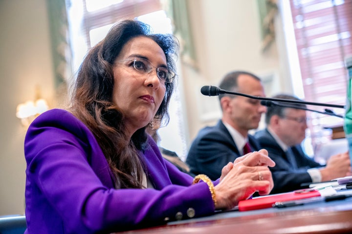 Former Trump campaign lawyer Harmeet Dhillon appears at a House Committee on House Administration hearing on "American Confidence in Elections: Protecting Political Speech" on Capitol Hill on May 11, 2023.