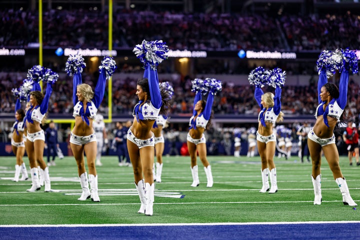 The Dallas Cowboys Cheerleaders perform during the game between the Dallas Cowboys and the Cincinnati Bengals on Monday in Arlington, Texas.