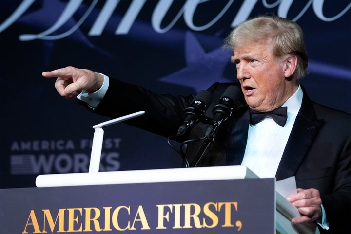 President-elect Donald Trump speaks during an America First Policy Institute gala at his Mar-a-Lago estate on Nov. 14 in Palm Beach, Florida.