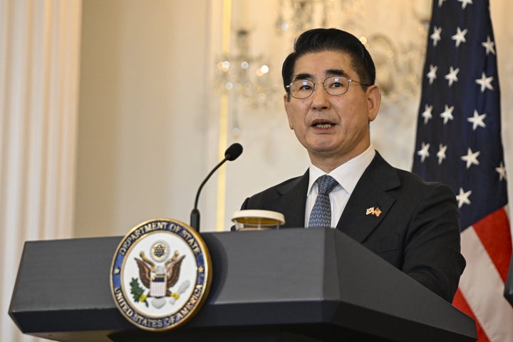 WASHINGTON D.C., UNITED STATES - OCTOBER 31: Republic of Korea Minister of Defense Kim Yong-hyun speaks during a news conference with Republic of Korea Minister of Foreign Affairs Cho Tae-yul, Secretary of State Antony Blinken, and The United States Secretary of Defense Lloyd J. Austin III at the Department of State in Washington D.C., United States on October 31, 2024. (Photo by Celal Gunes/Anadolu via Getty Images)