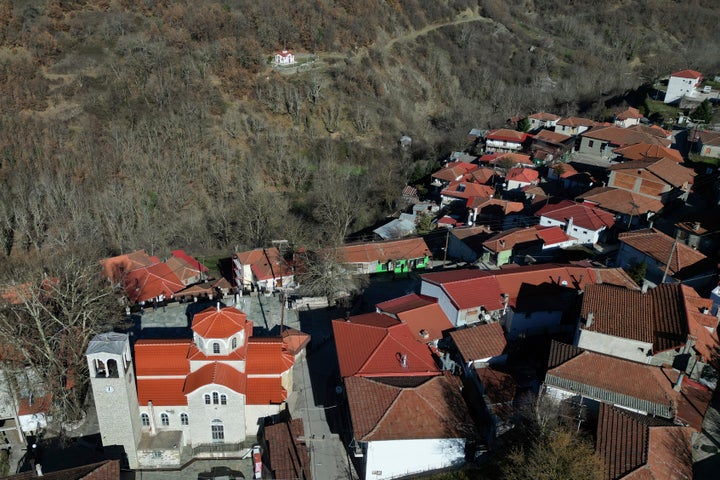 Fourna village stands in central Greece, Monday, Nov. 25, 2024. (AP Photo/Thanassis Stavrakis)