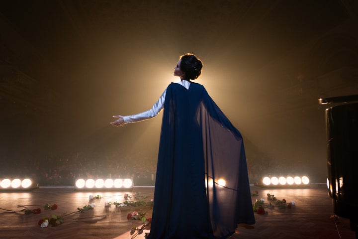 Jolie as Callas in a flashback scene from the film, recreating some of her most groundbreaking performances.