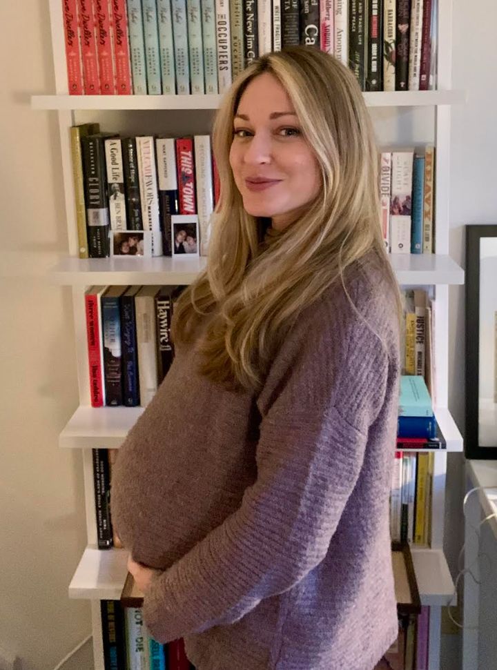 The author when she was nine months pregnant.